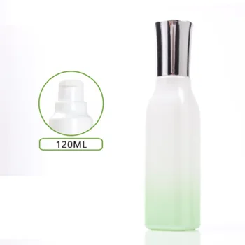  120 мл квадратна форма, стъклена бутилка прес-помпа лосион/емулсия/серум/основа/тонер/водна копър за грижа за кожата козметична опаковка