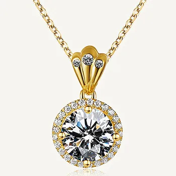  14 gold цвят на Короната AAA циркон диамант скъпоценни камъни медальон верижки и колиета s за жени jewelry bijoux мода колие вечерни аксесоар подарък