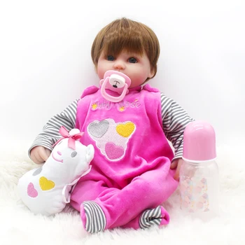  16 см 40 см Кукла Реборн Меко Памучно Тялото Сладко Розово Момиче Сини Очи Възраждане Кукли За Реалността на Бебешки, Детски и Другари В Игрите на децата Подаръци