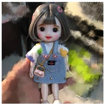  16 см Модерен Мини-Перука BJD Кукла Гъвкави Става Кукли За Момичета 3D Големи Очи Красива Скъпа Играчка 