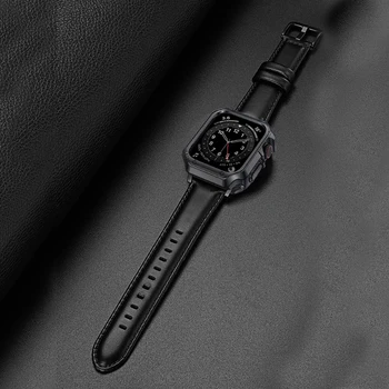  2 бр. за Apple watch каишка + калъф 44 мм 45 мм 40 мм 41 мм мек TPU протектор Каишка от естествена кожа за iwatch 7 6 5 4 se 3 42 мм 38 мм