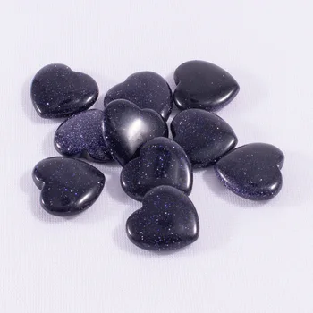  20 мм Натурален Crystal Blue Пясък Камък във Формата На Сърце Йога Изцеляваща Декорация от Естествен Камък, Бижута, Аксесоари, 10 бр.