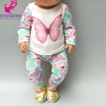  2019 пролетно стоп-моушън облекло за 17-инчов кукла-бебе, дрехи с пеперуда в комплект с панталони за 18-инчовата на кукла, комплекта дрехи
