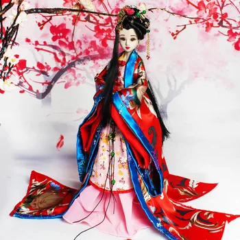  34 СМ Китайската Традиционна Кукла Принцеса За Момичета, Симулационни Кукли За Момичета, Красиви са подбрани Играчка BJD С Роклята + Прическа ZL848