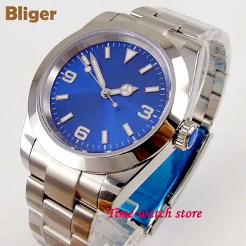  40 мм Японски MIYOTA 8215 автоматично ръчни часовници за мъже сапфирен кристал стерилна син циферблат нежна гривна Oyster Bliger