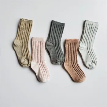  5 двойки/лот, есенни чорапи за момчета, обикновена чорапи до глезените в лента за деца, памучни ученически чорапи за момичета, детски спортни чорапи chaussette