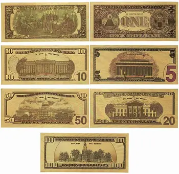  7 бр./лот Златно покритие на Долара на САЩ Фалшиви банкноти Банкноти Занаяти За Събиране на Домашен интериор