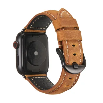  BEAFIRY Crazy Horse Кожена Каишка за Apple Watch 7 Band 41 мм 45 мм 6 44 мм 40 мм за iwatch 54/3 42 мм, 38 мм, черен, тъмно кафяв, син