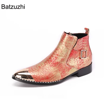  Batzuzhi/Мъжки обувки; обувки с остър железен пръсти в Рок стил; Новост 2021 г.; Цветни Кожени ботильоны; мъжки обувки за партита и Сватби; Botas Hombre, 38-46