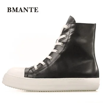  Bmante/ мъжки ежедневни обувки; Ботильоны от естествена кожа с високо берцем; Маратонки с цип дантела; Мъжки обувки Owen; модни маратонки в готически стил