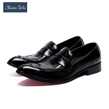 Christia Bella/ Модни Проста Мъжки Бизнес обувки от естествена Кожа, Големи Размери, Вечерни мъжки обувки на плоска подметка, без Закопчалка с кръгло бомбе