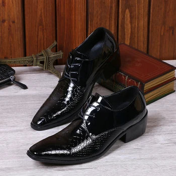  Christia Bella/Нови официални мъжки обувки-Oxfords, Модни вечерни мъжки модел обувки от естествена кожа, черен на Цвят дантела, бизнес офис обувки с перфорации тип 