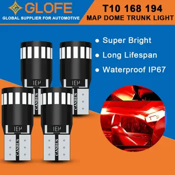  Glofe 4шт 168 194 2825 T10 W5W Led Вътрешна Лампа за Обратно виждане Фенер Upgarde Червен Без Грешки
