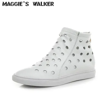  Maggie's Уокър/ дамски модни обувки от естествена кожа, летни ежедневни ботильоны без закопчалка, размер на 35 ~ 40