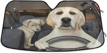  Oarencol Забавно Кученце Кучето Шофиране на Предното стъкло на сенника Животно Сгъваем UV лъч на сенника Протектор Козирка за Запазване на вашия автомобил