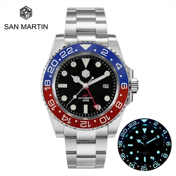  San Martin GMT Нови Супер Нажежен Мъжки Механични Часовници С Керамично Безелем От Сапфир Стъкло Автоматични Часовници Мъжки relogio masculino