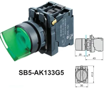 XB5-AK133G5 водоустойчив селекторный превключвател с подсветка, отточна тръба на шарнирна връзка бутон превключвател, превключвател на 2/3 положение с вграден led