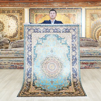  YILONG 4'x6' Източен турски Копринен килим Vantage Персийски Тебризский килим (ZQG515A)