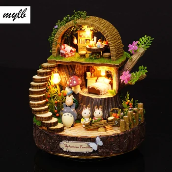  mylb най-Новият Куклен Мебели за Дома САМ Миниатюрен 3D Дървен Миниатюрен Куклена Къща Играчки за Деца Подаръци За Рожден Ден, Фентъзи Гора