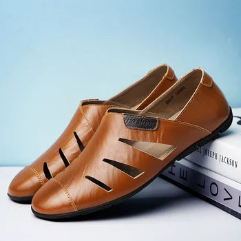  sandalias hombre de cuero piel sandale homme мъжки сандали дишаща плажната летни обувки-големи размери 47 кожа ръчна изработка