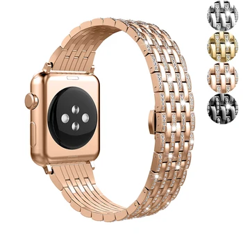  Благороден диамантена каишка за Apple watch 5/4/3/2/1 apple watch band 40 мм 38 мм 42 мм 44 мм iwatch band верижка от неръждаема стомана