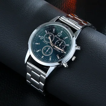  Горещи стил стомана каишка мъжки часовник кварцов часовник три очи шест шевове модерен мъжки часовник от сплав