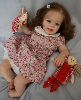 Готови кукли Reborn Bebe 60 см, Вече Боядисана Кукла за деца Yannick с дълга и Къдрава коса, 3D Видима кожа, Venis, 3D цвета на кожата, Bebe