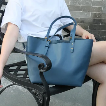  Дамски чанта от 2021 нова голяма чанта модерна класическа чанта от телешка кожа на първия слой с едно рамо за междуградски пътувания