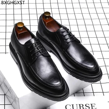  Дизайнер на модела обувки-Oxfords, Мъжки Модни Вечерни Обувки за Мъже, 2022, Черни Луксозни Маркови Обувки, Мъжки Модни Мъжки Обувки