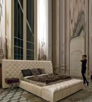  Европейската двойно легло лека луксозен тройно легло, удобна начало спалня легло с катарама модерна проста легло