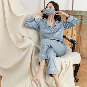  Жена пижамный комплект от имитированной копринени тъкани A390