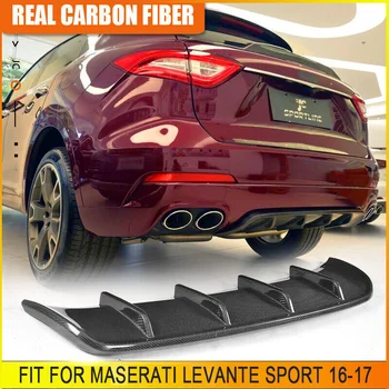  За Maserati Леванте Sport 2016-17 ИСТИНСКИ въглеродни влакна Дифузер на Задната Броня, Спойлер за устни