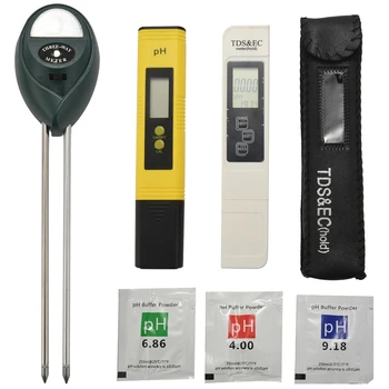  Измерване на PH и TDS, 3-в-1 тестер температура TDS ЕО на тест писалка и комплект за тестване на почвата, светлината и PH за дома и градината