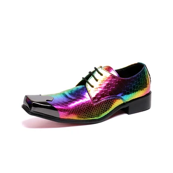  Италианска официална ръчно изработени обувки, мъжки Модни Вечерна Сватба Офис Мъжки Модельная Обувки от Естествена Кожа, Оксфордские обувки за мъже с Квадратни пръсти