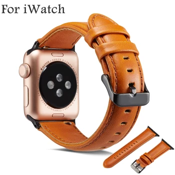  Каишка За часовник от естествена кожа За Apple Watch 6 5 4 3 2 1 SE Кожена Гривна Реколта Замяна За iWatch 44 мм 40 мм 42 мм 38 мм