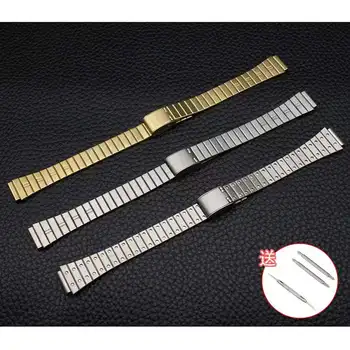  Каишка за часовник от неръждаема стомана ултра-мъжки и женски плоска стомана каишка за часовник 12 мм, опаковани каишка бамбук каишка