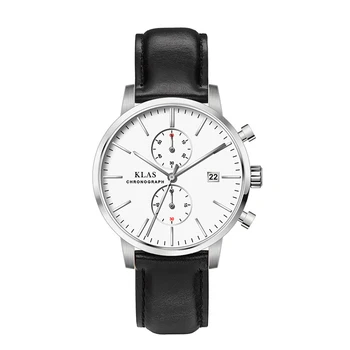  Кварцов часовник за Мъже на Луксозна марка 16 Корпус от неръждаема стомана, Задната част на 42,5 мм -Glass Flat glass KLAS Brand