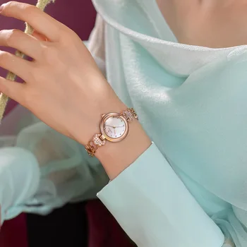  Класически японски кварцов часовник vk63 модни водоустойчив двустранни натиснете ключалката с розово покритие във формата на миди стъклен показалеца на режима на дисплея