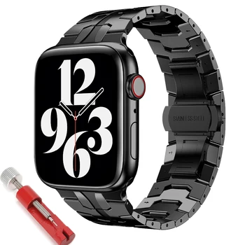  Луксозна каишка За Apple watch band 45 мм 44 мм 42 мм 41 мм 40 мм, 38 мм, Метална верижка от неръждаема стомана iWatch Series 7 6 SE 5 4 3