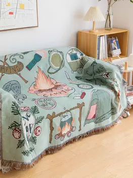  Малка част лесен луксозен къмпинг стил на офис одеяло купчина на купчина калъф одеяло единична разтегателен одеяло зелен диван калъф декоративно одеяло