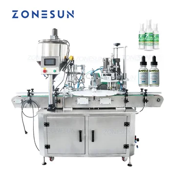  Машина за пълнене и затваряне ZONESUN с устройство за подаване на капаци ZS-AFC3 3-в-1 Пневматично Автоматично Оборудване за производство на течни бутилки с паста