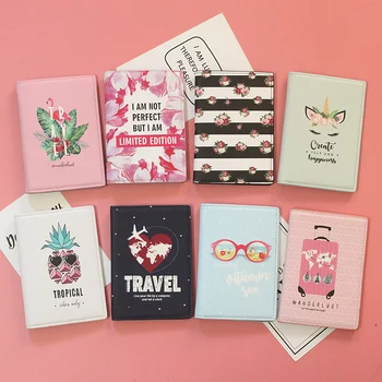  Мода за Мъже, Жени Пътуване Кожен Държач За Паспорт Калъф За Карти Защитно покритие Цвете в Чантата си Чанти Цвете Корици за Паспорти за момичета