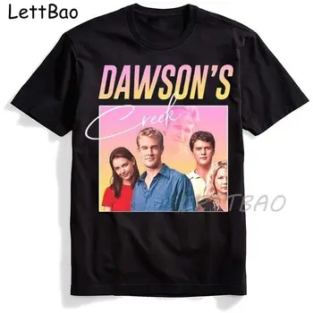  Модни Сериали Dawson's Creek 90-те години, Тениски с кръгло Деколте, Тениски, Потници, Дизайнерски Памучни Черни Естетически Мъжки Блузи с къс ръкав