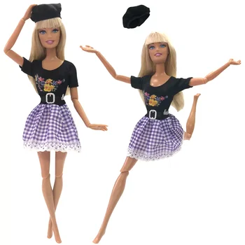  Най-новото Рокля За Кукла, Красива Празнична Дрехи Ръчна изработка, Модерно Рокля + Шапка, Абитуриентски Костюм За Кукли Барби 088A