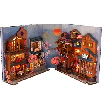  Недовършена 3D САМ Миниатюрен Куклена Къща Комплект Японски Къща bookshelf Украса на Деца Занаят САМ Играчки Коледен Подарък За Рожден Ден