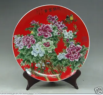  Нежна китайската ръчно рисувани Фамильная Роза Порцеланова Чиния Цъфтящи Цветя №2