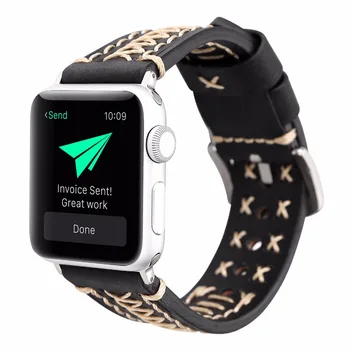  Нов дизайн модерен черно/кафява кожена каишка за часовник аксесоари за часа на Apple watch каишка 38 мм iwatch apple watch каишка 42 мм