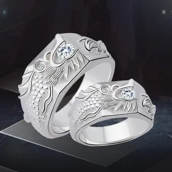  Нов пръстен дракон, от чисто сребро s925 за Мъжете, властное мъжки пръстен с платинен покритие, диамантен пръстен, на приливите и отливите, мъжки пръстен ins