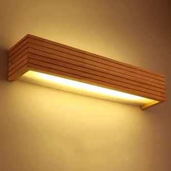  Пестене на енергия -Модерен минималистичен гума дървена квадратен стенен лампа в японски стил, огледало за баня, осветление, декоративно led осветление