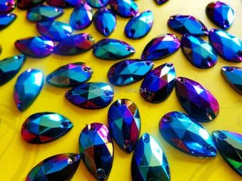  Продажба на едро шият 11*18 мм, Черно-Синьо AB цвят Акрил кристал кристал аксесоар камък flatback 100 бр./лот